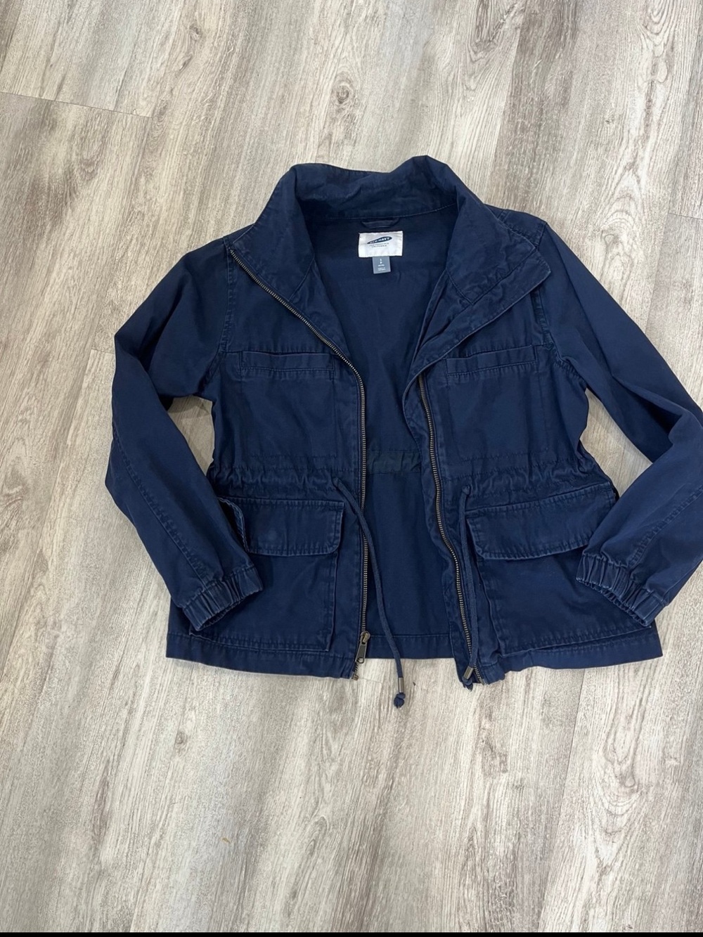 Old Navy petite small cotton navy utility jacket casual summer /spring coat